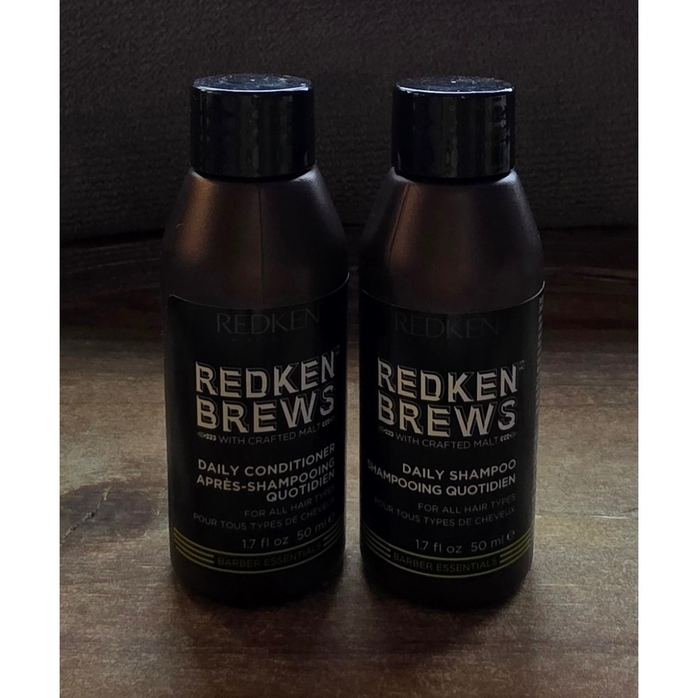 Redken Brews Daily Shampoo Conditioner Set 1.7 oz Travel Size Barber Essentials